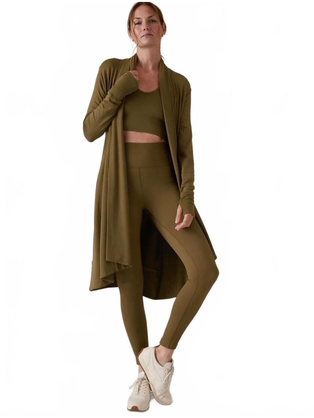 NWOT Athleta Pranayama Long Wrap in Olive Green size XL